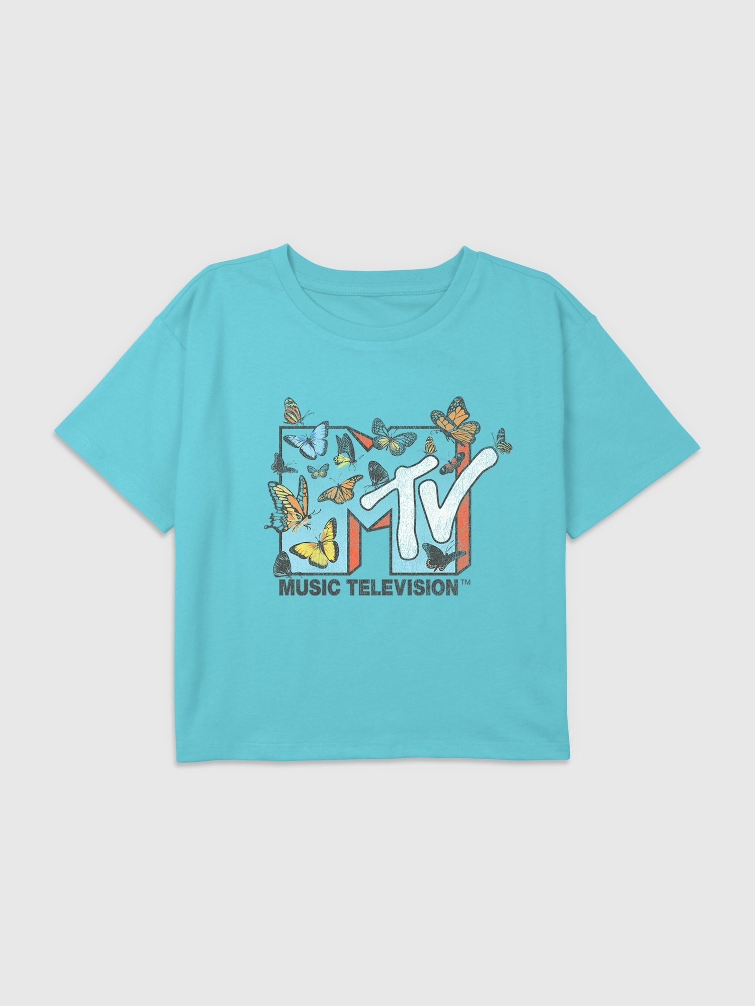 Kids MTV Butterflies Graphic Boxy Crop Tee