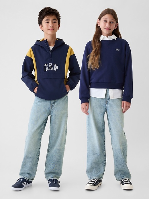 2 of 8 showing, with the color light wash of product Kids UltraSoft Pull-On Baggy Jeans