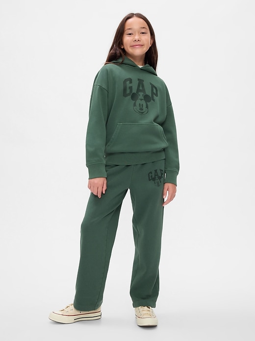 5 of 8 showing, with the color essex green of product Gap × Disney Kids VintageSoft Mickey Mouse Logo Sweatpants