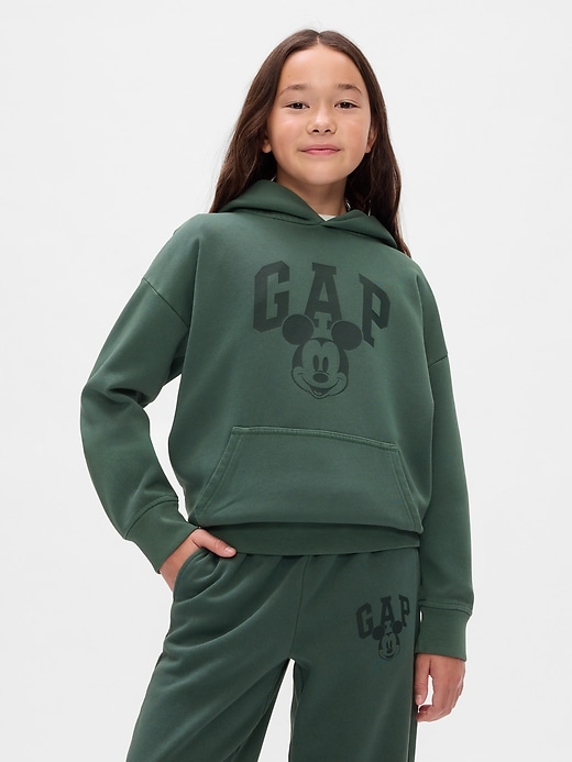 5 of 8 showing, with the color essex green of product Gap × Disney Kids VintageSoft Mickey Mouse Logo Hoodie