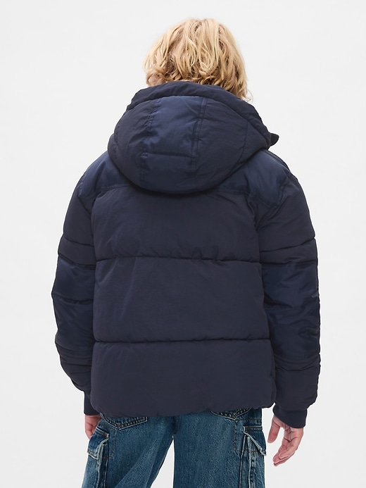2 of 8 showing, with the color tapestry navy of product Kids Midweight Puffer Jacket