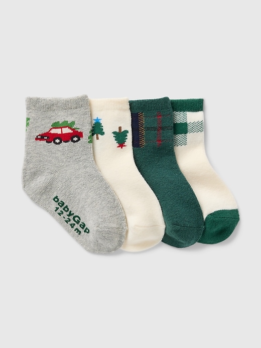 View large product image 1 of 1. Baby & Toddler Holiday Quarter Crew Socks (4-Pack)