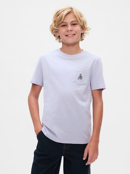 1 of 8 showing, with the color Donald Duck jet stream blue of product Gap × Disney Kids Pocket T-Shirt
