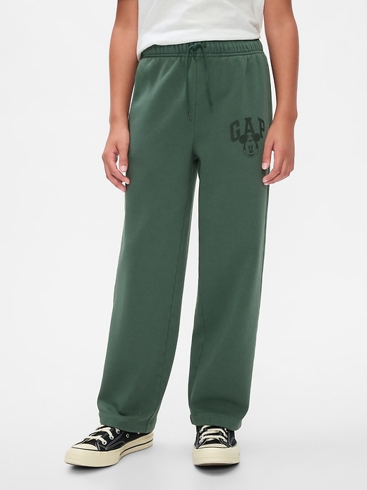 3 of 8 showing, with the color essex green of product Gap × Disney Kids VintageSoft Mickey Mouse Logo Sweatpants