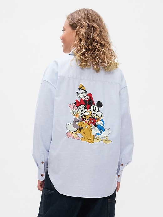 2 of 8 showing, with the color bleach blue of product Gap × Disney Kids Oversized Oxford Shirt