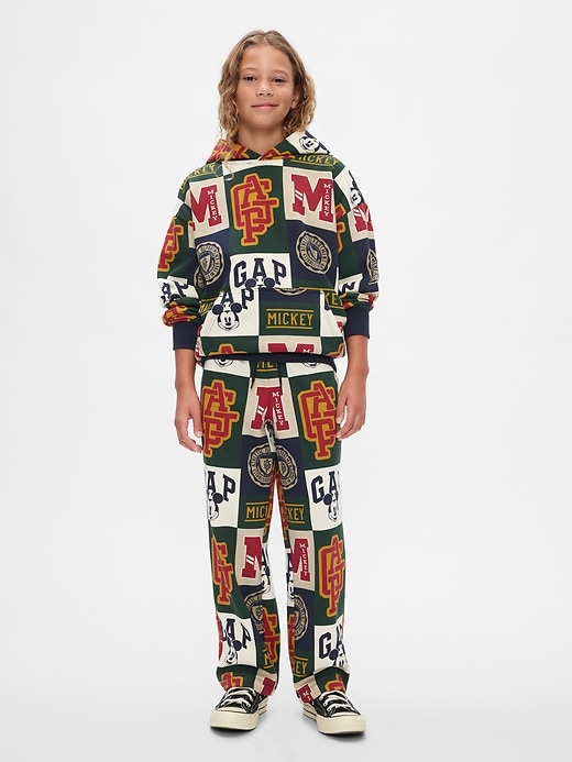 1 of 8 showing, with the color patchwork of product Gap × Disney Kids VintageSoft Mickey Mouse Logo Sweatpants