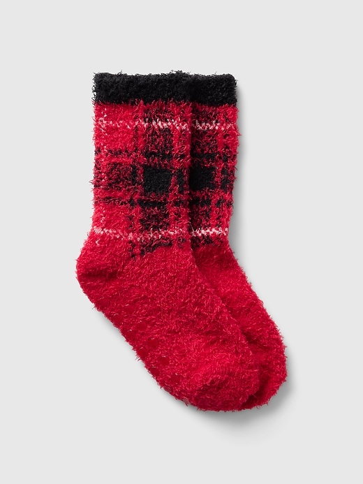 1 of 8 showing, with the color modern red of product Baby & Toddler Cozy Plaid Socks