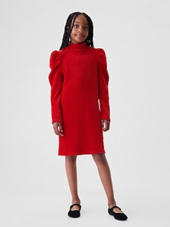 Kids Puff-Sleeve Corduroy Dress