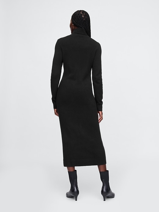 2 of 8 showing, with the color Black of product CashSoft Turtleneck Maxi Sweater Dress