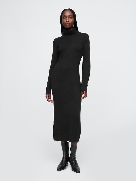 1 of 8 showing, with the color Black of product CashSoft Turtleneck Maxi Sweater Dress