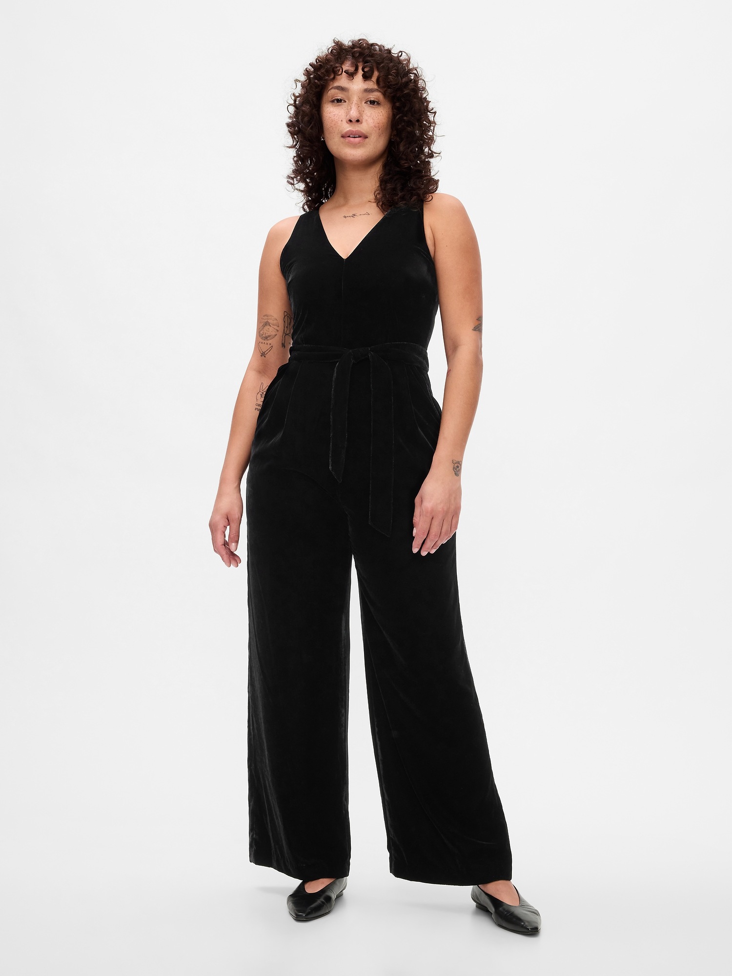 Женские комбинезоны Gap Recycled Velvet V-Neck Jumpsuit — фото 5