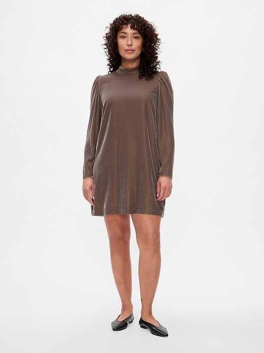 Image number 5 showing, Recycled Velvet Puff-Sleeve Mini Dress