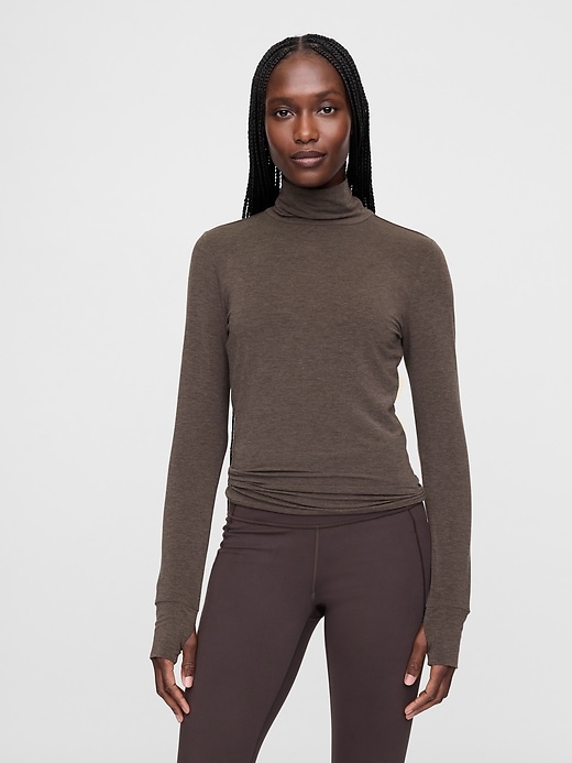 1 of 8 showing, with the color terra brown of product GapFit Breathe Turtleneck