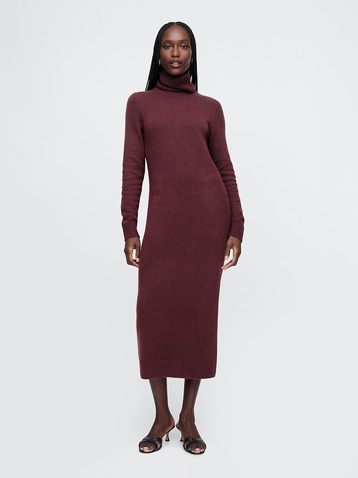 1 of 8 showing, with the color noir red of product CashSoft Turtleneck Maxi Sweater Dress
