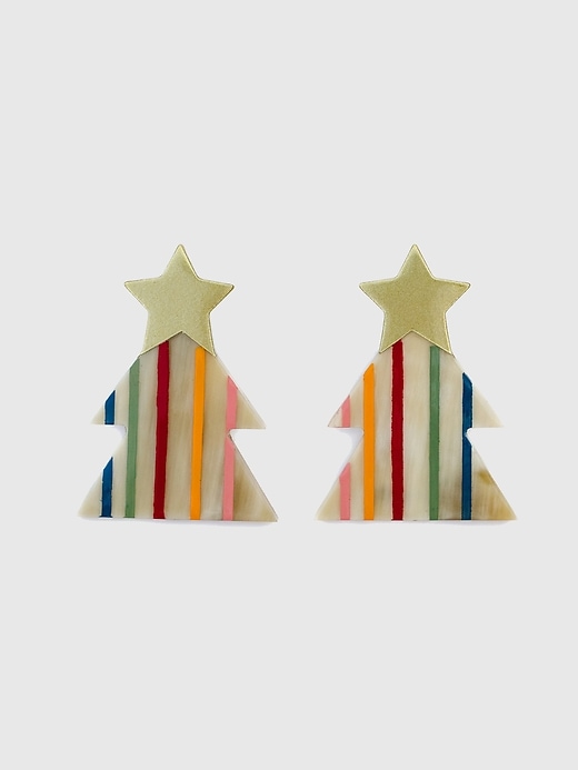 1 of 8 showing, with the color Rainbow Stripe of product Rainbow Christmas Tree Earring