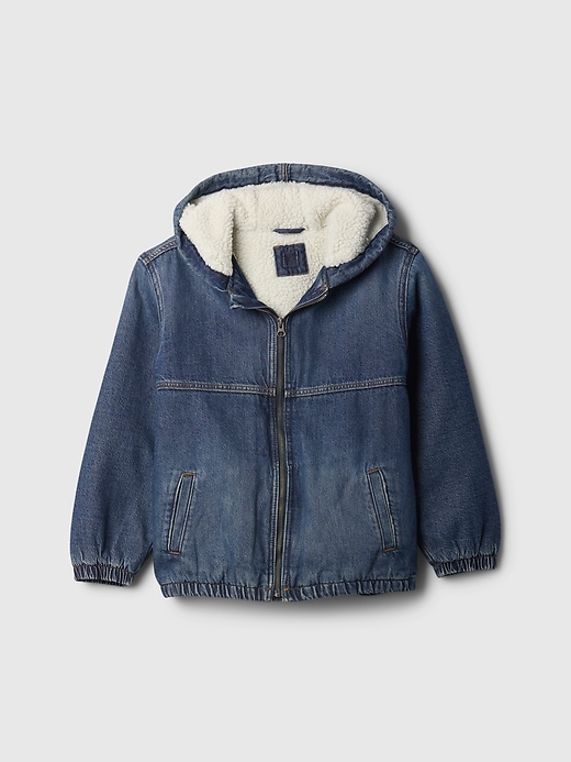 Image number 6 showing, Kids Cozy Denim Hooded Jacket
