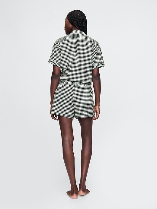 2 of 8 showing, with the color green gingham of product Flannel PJ Shorts Set