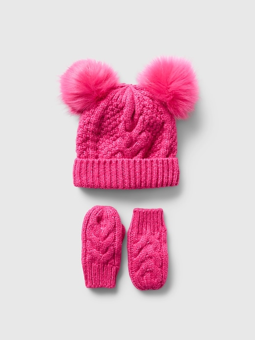 View large product image 1 of 1. Baby & Toddler Pom Beanie Set