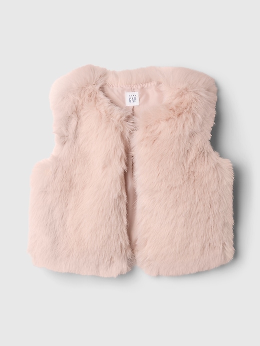 2 of 8 showing, with the color dull rose pink of product Baby & Toddler Recycled Faux Fur Vest