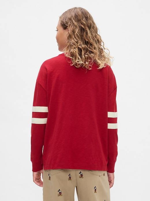 2 of 8 showing, with the color sled red of product Gap × Disney Kids Varsity Jersey T-Shirt
