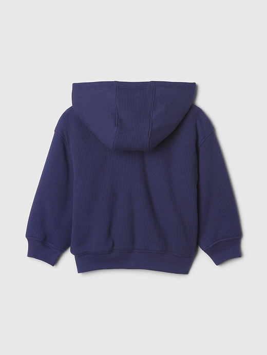 2 of 8 showing, with the color twilight navy blue of product Baby & Toddler Sherpa-Lined Thermal Zip Hoodie