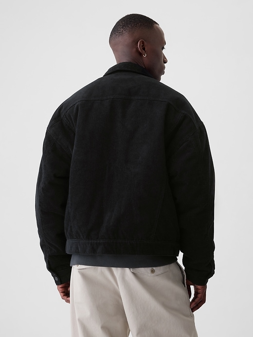 2 of 8 showing, with the color TRUE BLACK of product Oversized Corduroy Icon Jacket