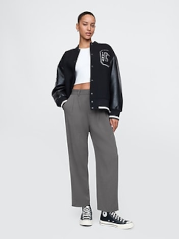 365 High Rise Brushed Twill Pleated Taper Trousers