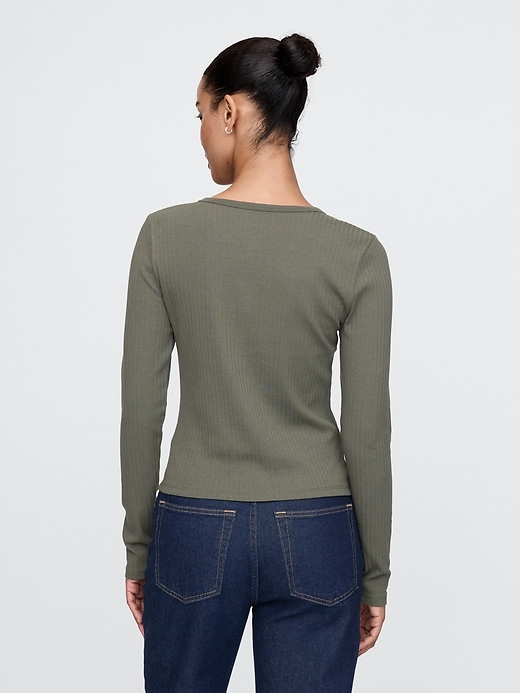 2 of 8 showing, with the color olive green of product Modern Rib Cardigan