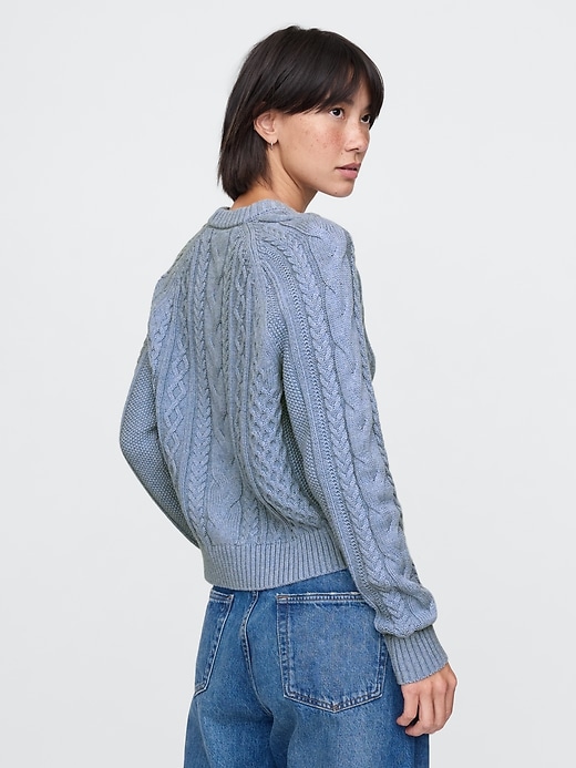 2 of 8 showing, with the color light heather blue of product Classic Cable-Knit Sweater