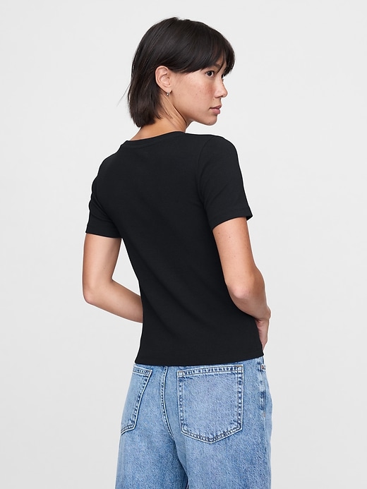 2 of 8 showing, with the color navy blue of product Modern Cropped Logo T-Shirt