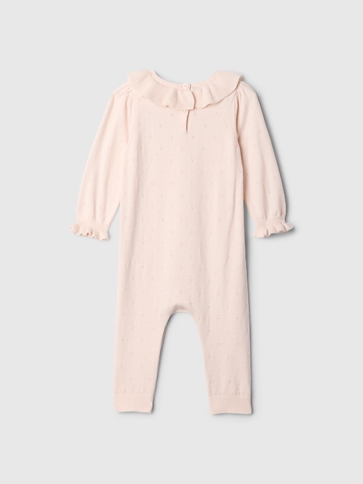 2 of 8 showing, with the color barely pink of product Baby Sweater One-Piece