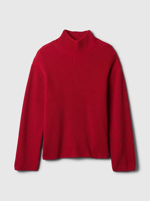 100% Cotton Oversized Split-Hem Mockneck Sweater | Gap