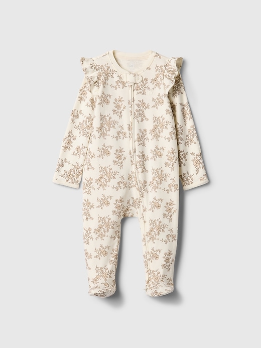 1 of 8 showing, with the color Ivory frost floral of product Baby First Favorites Supima® Footed One-Piece