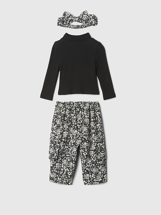 2 of 8 showing, with the color true black of product Baby Floral Corduroy Pant Set