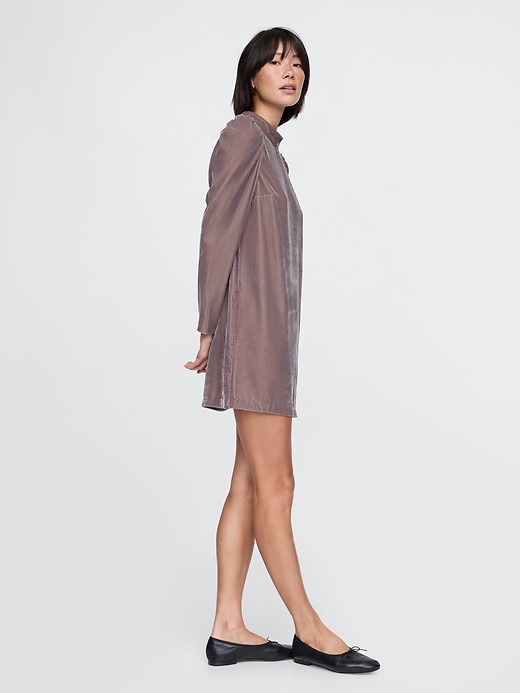 Image number 3 showing, Recycled Velvet Puff-Sleeve Mini Dress