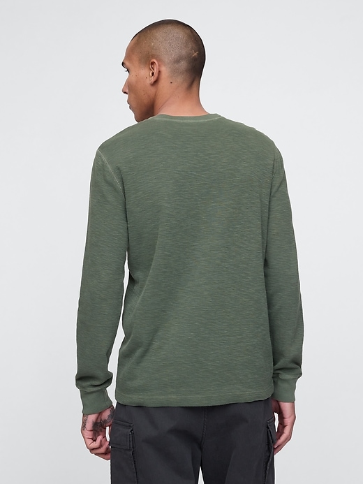 2 of 8 showing, with the color EVERGREEN of product Waffle Henley T-Shirt