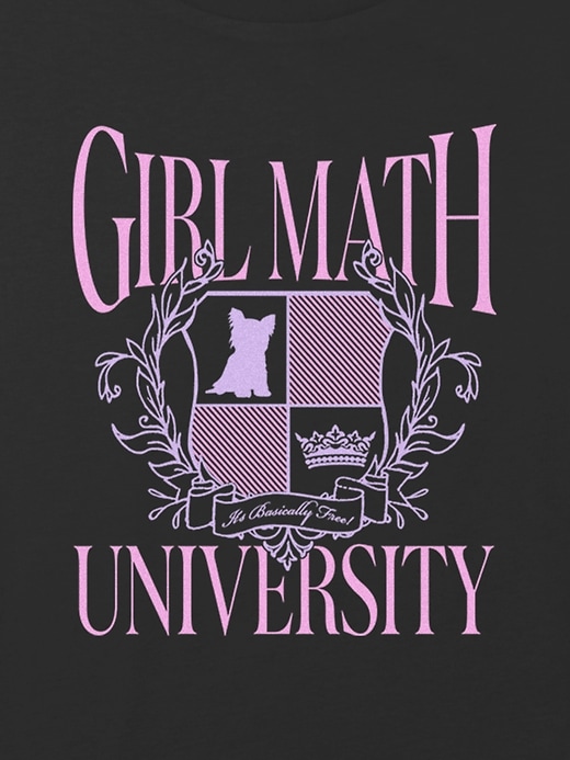 Image number 2 showing, Kids Girl Math University Graphic Boxy Crop Tee