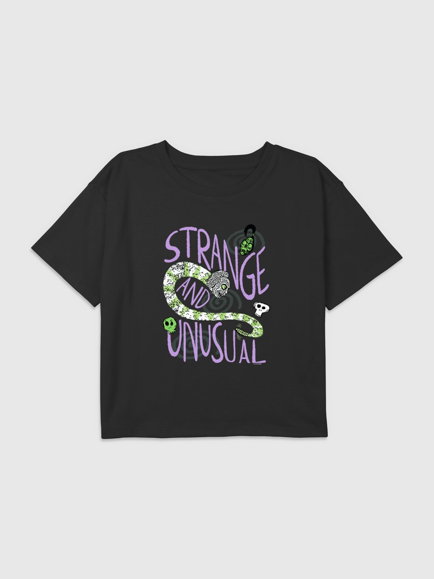 Kids Beetlejuice Strange and Unusual Graphic Boxy Crop Tee