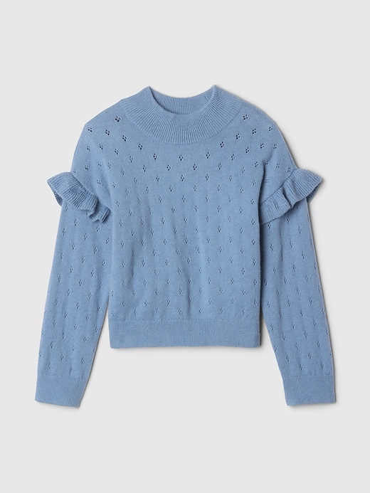2 of 8 showing, with the color soft cornflower blue of product Baby & Toddler CashSoft Pointelle Sweater