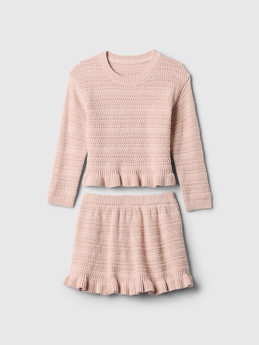 2 of 8 showing, with the color dull rose pink of product Baby & Toddler Ruffle Sweater Skirt Set