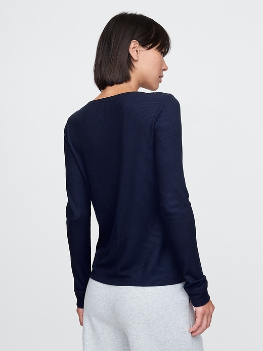 2 of 8 showing, with the color navy blue of product Waffle PJ T-Shirt
