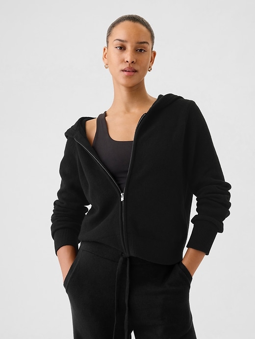 1 of 8 showing, with the color Black of product CashSoft Zip Sweater Hoodie