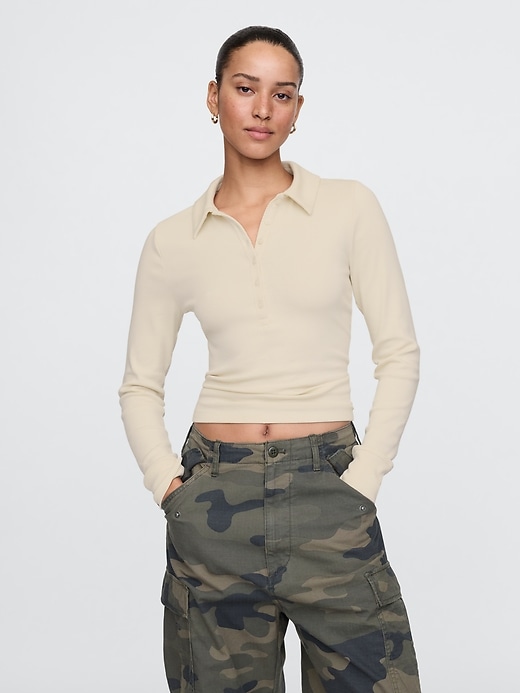 1 of 8 showing, with the color chino beige of product Modern Polo Crop Shirt