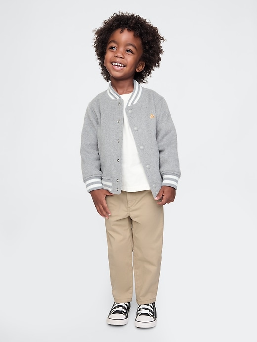 1 of 8 showing, with the color new sand beige of product Baby & Toddler Pleated Khakis