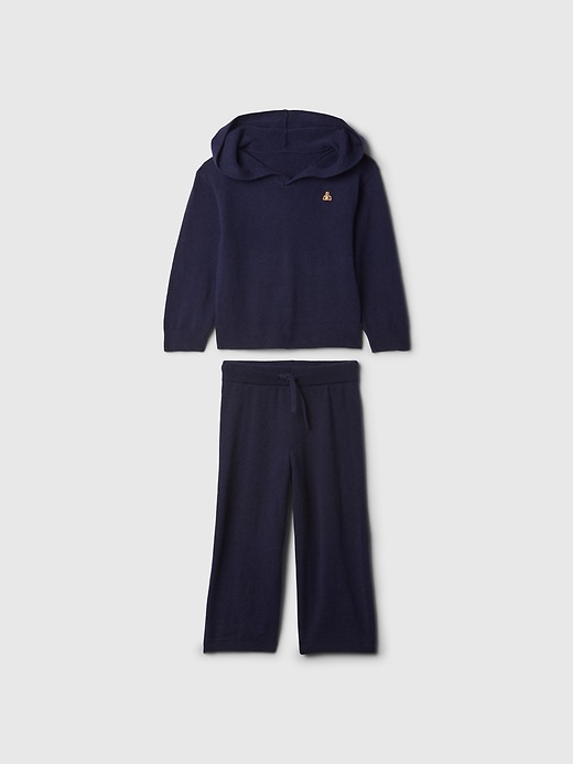 2 of 8 showing, with the color dark night blue of product Baby & Toddler CashSoft Hooded Sweater Set