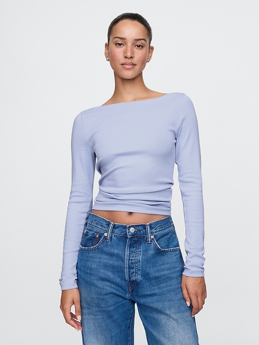 1 of 8 showing, with the color blue crystal of product Modern Boatneck T-Shirt
