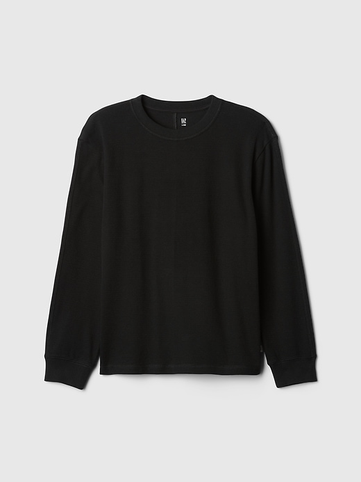 1 of 8 showing, with the color true black of product Kids Waffle-Knit T-Shirt