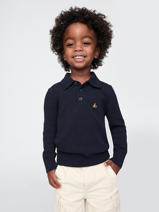 1 of 8 showing, with the color navy uniform blue of product Baby & Toddler CashSoft Polo Sweater