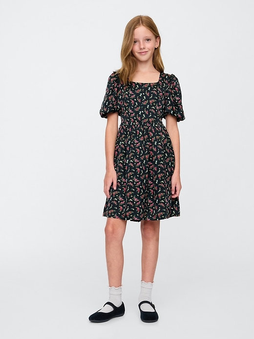 1 of 8 showing, with the color multi floral of product Kids Floral Puff Dress
