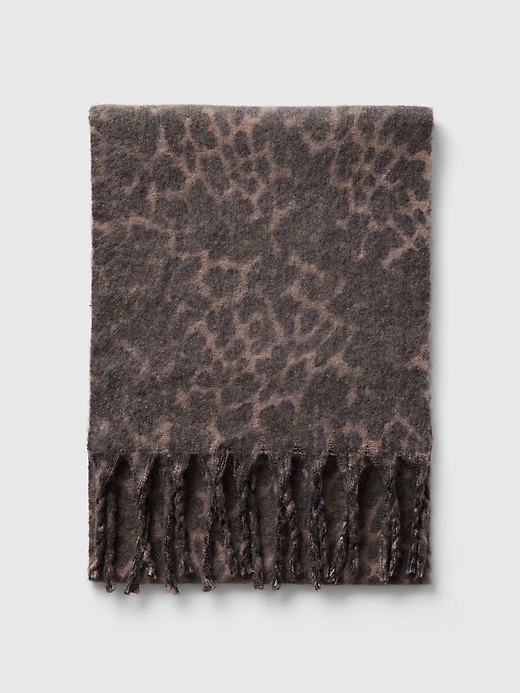 2 of 8 showing, with the color brown leopard of product Leopard Fringe Scarf